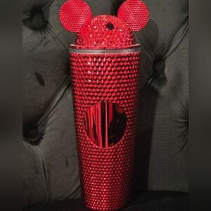 Metallic Red 30oz Studded TextureTumbler With Ears. Straw Included